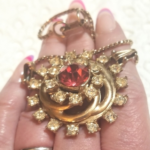 MCLELLAND BARCLAY Rare 1940s Rhinestone Necklace Brooch Combo - Picture 5 of 7